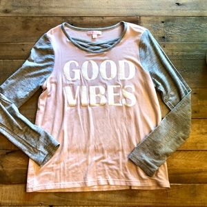 NWOT me.n.u “Good Vibes” size 7 long sleeve top‎